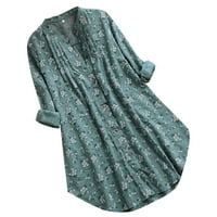 Vintage košulje od pamuka i lana u obliku slova A S izrezom u obliku slova A i dugim rukavima, bluze za žene,