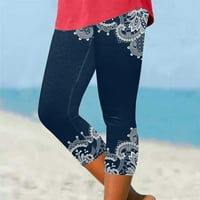 Luiyenes Ladies Casual Comfort Tiskana elastična elastična hlača s elastičnim hlačama Resort Style Beach gamaša