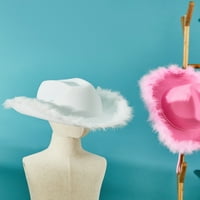 Kaubojski ženski kaubojski šešir, ljetni šešir obrubljen krznom zapadnog stila, šešir za sunčanje širokog oboda,