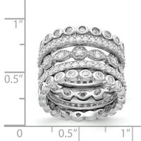 Bijeli prsten od srebra od srebra s kubičnim cirkonijem od srebra