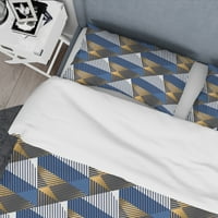 DesignArt 'retro luksuzni valovi u zlatnom i plavom v' Moderni pokrivač u sredini stoljeća