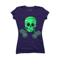 Halloween Skeleton Skull Crossbones Video Gamer Juniors Purple Graphic Tee - Dizajn ljudi XL