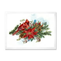 Dizajnerska umjetnost Božićna crvena ptica kardinal i božićna zvijezda tradicionalni uokvireni umjetnički tisak