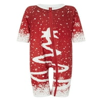 Božićna pidžama za cijelu obitelj, vrhovi dugih rukava sa zvjezdanim drvetom + hlače, Komplet odjeće za spavanje