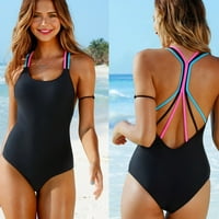 Ženski kupaći kostimi s jednim push-upom, odjeća za plažu s otvorenim leđima, Crna