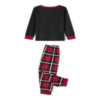 Božićna obiteljska pidžama, identičan Set, košulja s dugim rukavima s printom slova, hlače, pidžama Set za dnevnu