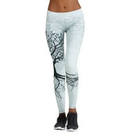 Sportske ženske fitness hlače s printom za vježbanje, joga hlače, Tajice Na vezanje Plus size, bijele;
