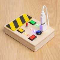 Drvena ploča za aktivnosti za malu djecu drvene igračke na dodir, užareni LED gumbi, priključne žice pokloni za