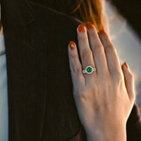 2. dijamant okruglog reza s imitacijom smaragda od ružičastog zlata od 14 karata s naglascima vjenčani set od