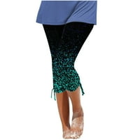 ženske Capri hlače, Ležerne hlače s gradijentnim printom, rastezljive kratke hlače visokog struka, uske kratke