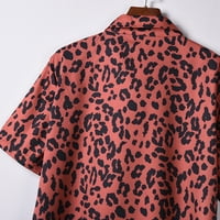 donje rublje / ženska modna ležerna košulja s kratkim rukavima s leopard printom na kopčanje haljina za slobodno