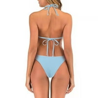 Ženski kupaći kostimi Ljetni modni zavoj Čvrsti tenk seksi dvodijelni kupaći kostim za bikini na klirensu