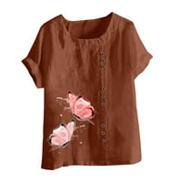 Poklon Ženske majice ženske ljetne Ležerne košulje s okruglim vratom s kratkim rukavima s cvjetnim printom