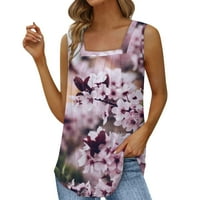 o / ženska modna ležerna plisirana Majica Bez rukava s okruglim vratom s cvjetnim printom bez rukava