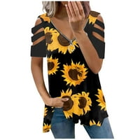 Ženske majice, bluze, modne majice kratkih rukava s grafičkim printom, ženske ljetne majice s izrezom u obliku