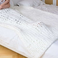 Cashmere -poput pletene ruke za bacanje -tkana velika udobna prostirka grube vune čvrste boje kauč na sofi bijela