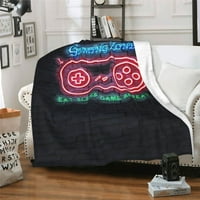 Dvojeni sloj plišanog kreveta, neonska hladna ručica uzorak igrača Ugodna mekanog klima uređaja za bacanje deka,