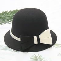 Kašik šešir za žensku jesen i zim luk čvor okrugli gornji ležerni ribarski kapica kapica mali kuglač šešir siva