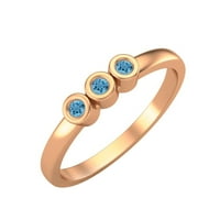 Ženski prsten sa švicarskim plavim topazom okruglog oblika, Srebrna ruža, nježni nakit
