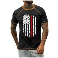 Muške majice Raglan Retro kratki rukavi okrugli vrat Dan neovisnosti Tiskanje vrhovi crni 6xl