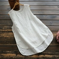 Ženske casual lanene majice plus size majica Vintage jednobojni široki prsluk bez rukava bluza Setovi za vježbanje