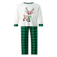 Identični Božićni setovi pidžame za cijelu obitelj, pulover s dugim rukavima s printom losa, vrhovi + karirane