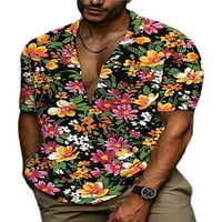 Muški vrhovi majica s reverom, ljetne košulje na kopčanje, ležerna majica, majica za plažu, narančasta, plava,