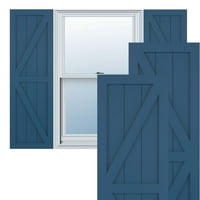 Ekena Millwork 12 W 48 H TRUE FIT PVC Dvije seoske kuće s panelom Fiksni nosači W z-bar, Sojourn Blue