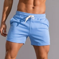 Muške kratke hlače za vježbanje u struku, kratke hlače za slobodno vrijeme, jednobojne pamučne sportske kratke
