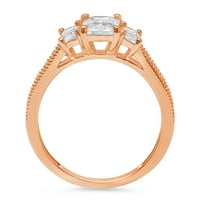 1. dijamant smaragdnog reza s prozirnom imitacijom dijamanta od ružičastog zlata od 18 karata s umetcima prsten