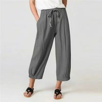 Široke lanene hlače za žene na rasprodaji casual modne ženske hlače Plus size ženske labave pune džepove elastični