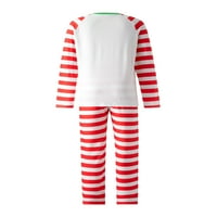 Obiteljski Božićni pidžama Set, odgovarajuće majice s dugim rukavima s printom slova, prugaste hlače, pidžama