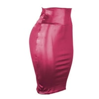 Ženske suknje od umjetne kože a-list s elastičnim pojasom visokog struka PU suknja od olovke Plus size midi suknja