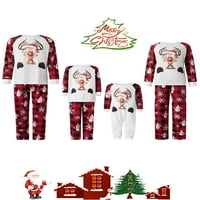 Obiteljski Božićni Set Pidžame, set odjeće za spavanje s printom Jelena, karirane hlače, svečana božićna pidžama