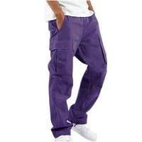 Muške teretne hlače A-liste, ravne široke hlače, hlače s kravatom za velike i visoke veličine, teretne hlače za