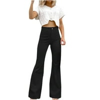 Ersazi znojne hlače ženska modna ravna gumba široka nogavi hlače čvrste labave ležerne hlače na zazor crne uflage