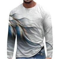 Honeeladyy muškarci okrugli vrat mišićni pulover vrh, muškarci dugi rukavi 3D majica za ispis labav okrugli vrat