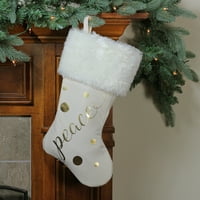 19 Božićna čarapa od bijelog zlata od bjelokosti svijet s manžetnom od bijelog krzna faa