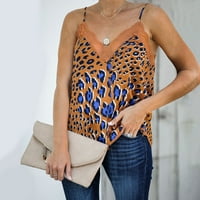 Ženska moda leopard print Bez rukava s izrezom u obliku slova u, čipkom, prslukom, bluzom