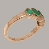 Ženski prsten od ružičastog zlata od 18 karata s prirodnim smaragdom britanske proizvodnje-opcije veličine-veličina