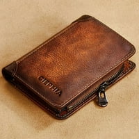 Muška vintage kratka originalna kožna novčanica multi -funkcionalna torbica RFID blokirajući patentni zatvarač