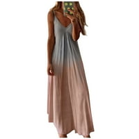Modni ženski v-izrez seksi verzija dugačka haljina labava haljina gradijenta remena