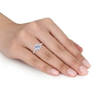Ženski prsten s Nebeskoplavim topazom i dijamantom od 10 karata od bijelog zlata